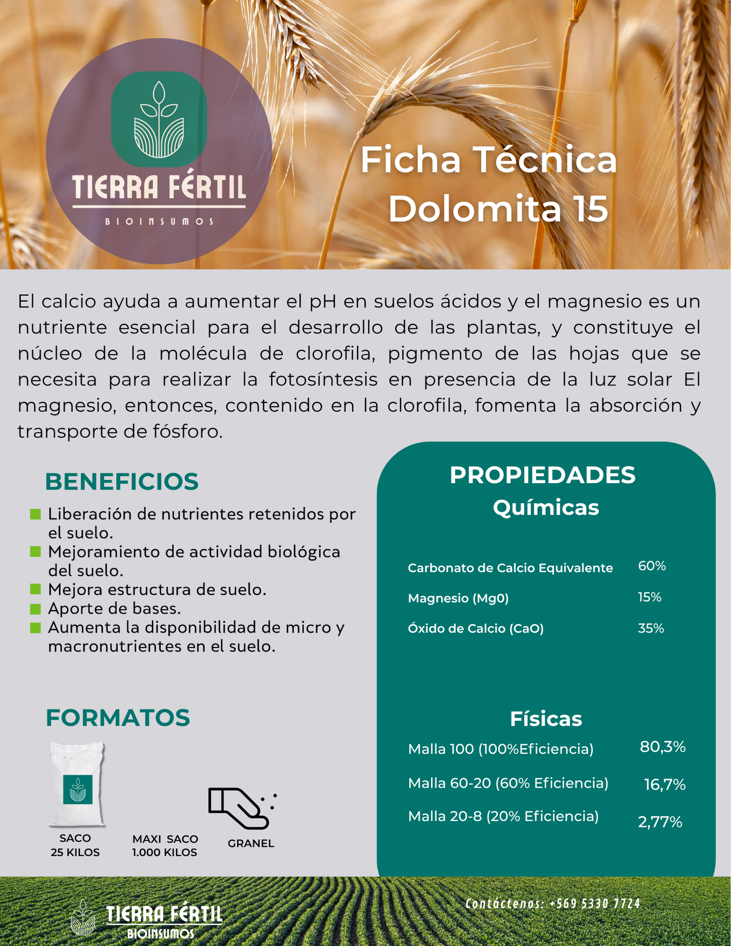 Dolomita 15 – Enmienda Agrícola de Calcio y Magnesio para Suelos Más Fértiles
