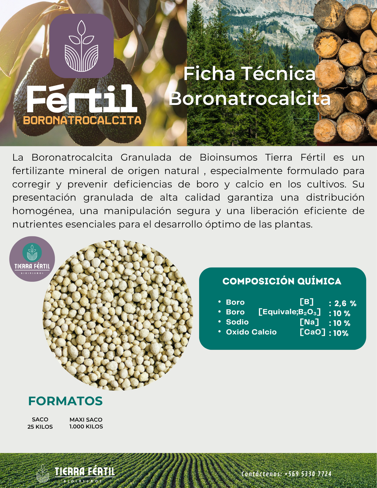Boronatrocalcita Granulada | Fertilizante de Boro y Calcio para Alto Rendimiento Agrícola