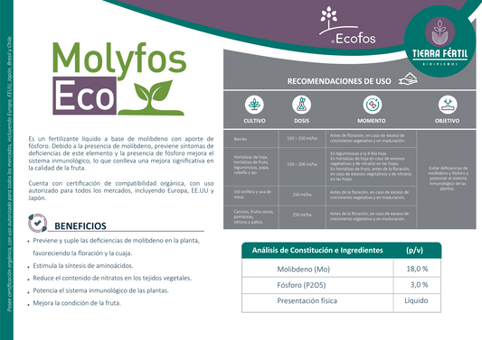 Fertilizante Molibdeno Orgánico