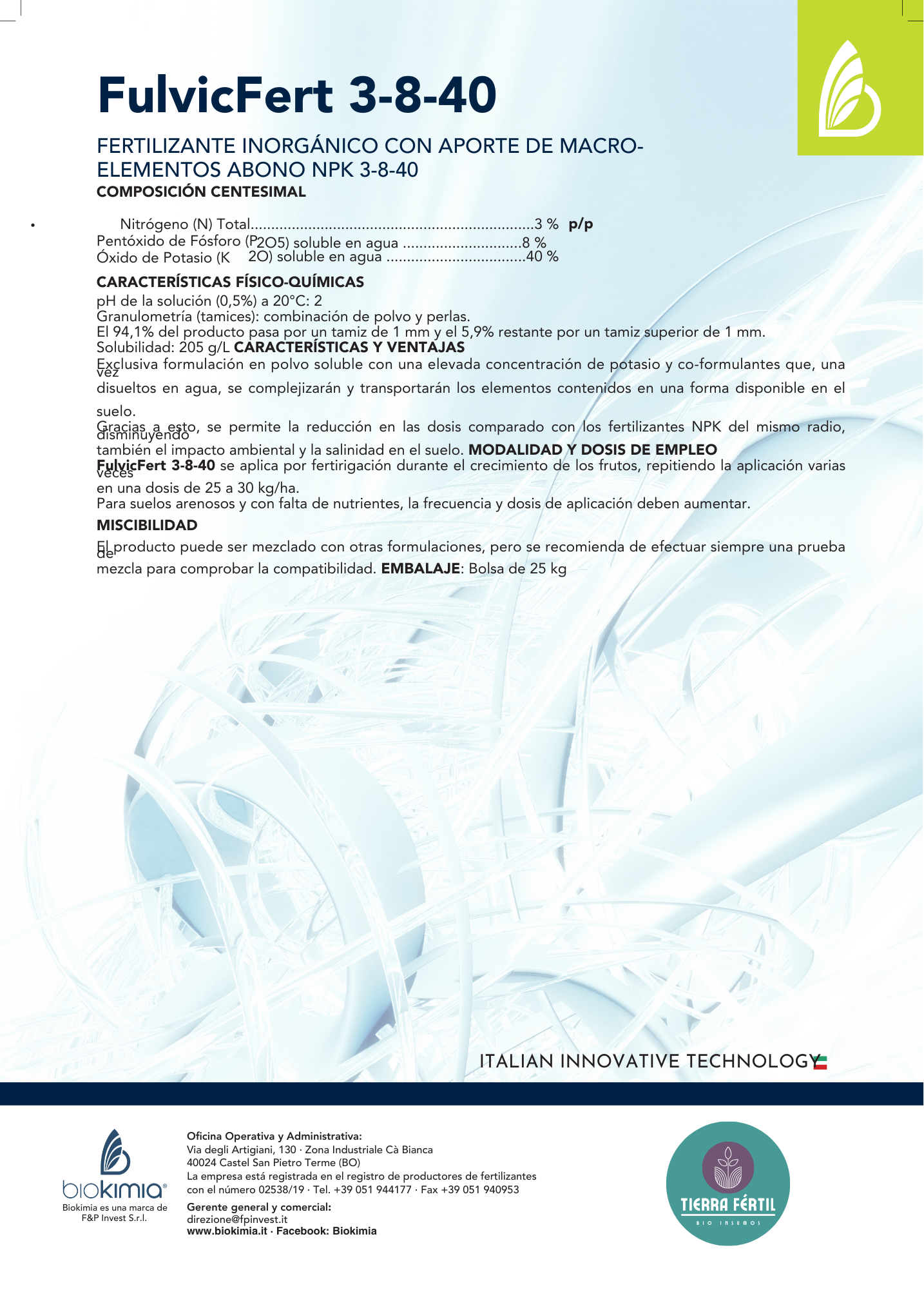 Fertilizante Potasio Ecológico Fulvicfert 3-8-40