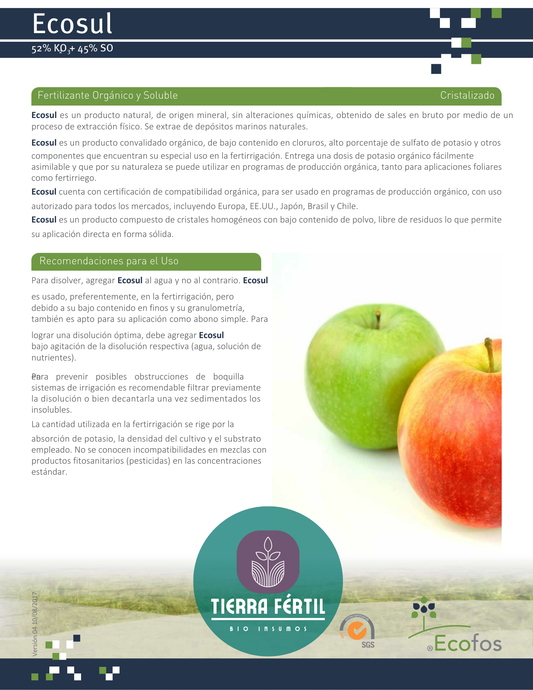 Fertilizante Alto en Potasio Ecosul