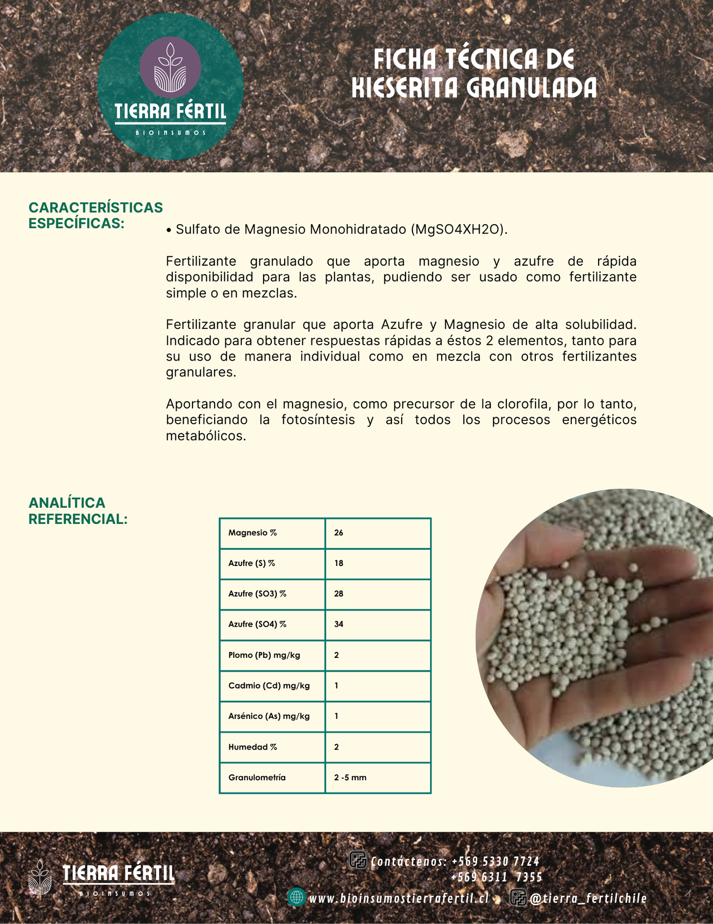 Kieserita Granulada (Sulfato de Magnesio Monohidratado)